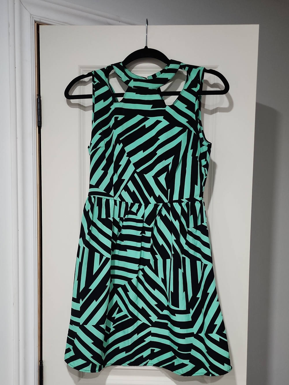 one clothing Black & Mint Geometric Mini Dress